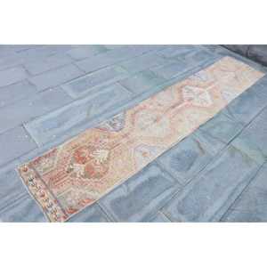 Vintage Turkish Rug, Runner 1.7x9.3 ft (51x283 cm) Rug, <b>Brown</b> Floral <b>Wool</b> Rug - Product Image 3