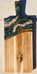 PLANCHE À DÉCOUPER EN RÉSINE ÉPOXY EN BOIS DE TECK PERSONNALISÉ FABRIQUÉE À LA MAIN POUR Ocean River Planche à découper en résine pour servir les aliments - Product Image 6