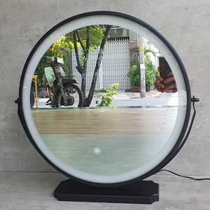 GNG014 Single-Sided Round Black LED-Lighted Desktop Makeup <b>Mirror</b> <b>Compact</b> and Foldable with Illuminated Feature - Product Image 3