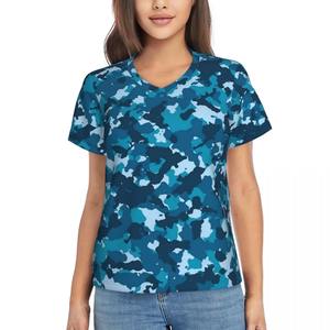 Vintage Casual Hip Hop T-shirts Plage Imprimé Surdimensionné Col V Manches Courtes Respirant Solide Motif Polyester Uni Teint - Product Image 2