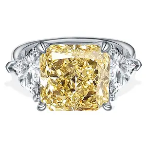 Anillo de Diamante Moissanita Amarillo de 10 Quilates en Oro Blanco de 14 Quilates, Joyería Fina Personalizada por el Fabricante, Anillo de Compromiso y Boda, Envío Directo, Regalo - Product Image 5