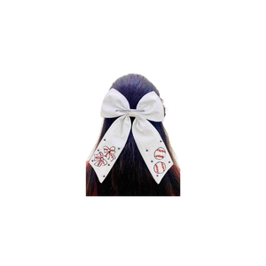 Accessoire de cheveux tendance en coton brodé avec nœud perlé pour équipe de baseball, design artisanal pour les fêtes et les encouragements d'équipe - Product Image 1