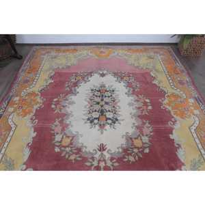 พรมตุรกี 7.3x9.7 ฟุต (222x295 ซม.) สีแดงลายอิคัต พรมวินเทจ - Product Image 4