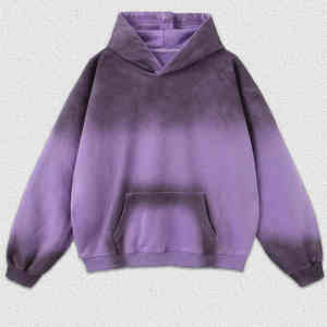 Sweat à capuche délavé à l'acide personnalisé surdimensionné plaine acide Vintage lavé poids lourd à capuche hommes en gros lavage à l'acide pull à capuche - Product Image 2