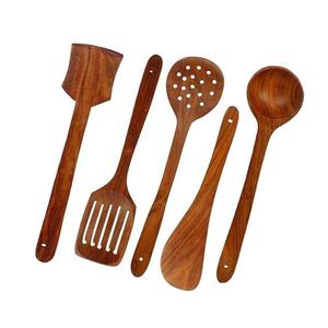Juego de utensilios elegantes de madera para cocina Durable Acacia Cocina de madera Espátula esencial Herramientas de cocina con soporte de caja cuadrada - Product Image 4