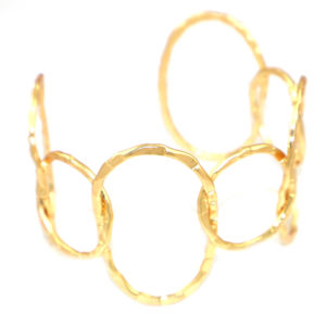 Pulseras Ajustables de Alambre Ovalado Martillado, Estilo Boho Atemporal, Chapadas en Oro de 18k, Joyería para Niñas y Mujeres, Venta al por Mayor - Product Image 2