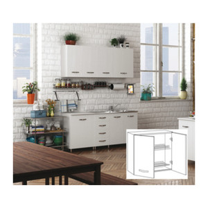 Kit Cucina Pensile 2 Ante Scolapiatti 80x32xh72 Cm Bianco - Product Image 1