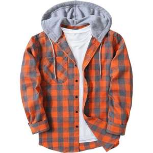 Custom Made <b>Men's</b> <b>Flannel</b> Hoodie <b>Shirts</b> Casual Button Down Plaid <b>Shirt</b> Jackets for <b>Men</b> Long Sleeve Stylish Hooded with Pocket - Product Image 1