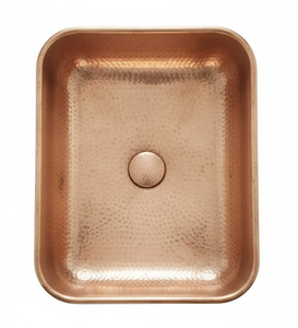 Évier de cuisine en cuivre martelé fait main, design moderne, surface brossée, installation sur plan, vasque simple - Product Image 3