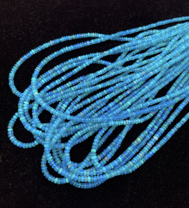 ลูกปัดพลอยโอปอลเอธิโอเปียสีน้ำเงินธรรมชาติ16นิ้ว3.50-4.50มม. 32 CT เส้นขัดเรียบสำหรับทำเครื่องประดับและของขวัญ - Product Image 5