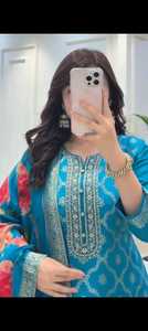 Costume ethnique indien et pakistanais, designer moderne, tissu lourd, soie banarsi, avec dupatta, pour robe et tenue de soirée - Product Image 2