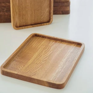 Plateau de service moderne en bois de chêne 18x22cm Plateau petit-déjeuner et plateau ottoman au design élégant - Product Image 1