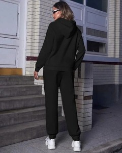OEM Otoño Casual 2 piezas Media cremallera 100% Algodón Anti-Pilling Sudadera con capucha Jogger Pantalones y Sudadera con capucha Conjunto para las mujeres - Product Image 2