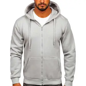 Grey Cheap Casual Thick Hoodies Sweater Coat Men Cardigan Zipper Winter Thicken Jumpsuit Velvet Hoodies Jacket