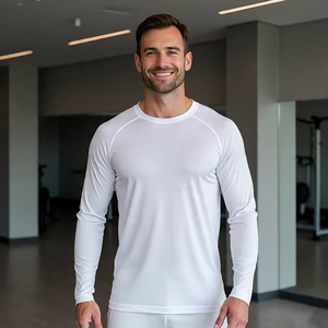 Camiseta de poliéster transpirable de manga larga para hombre con logotipo personalizado de alta calidad, ropa deportiva y Camiseta deportiva - Product Image 2