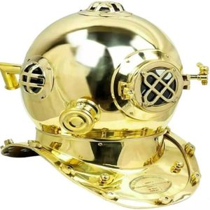 Casco de Buceo Antiguo de Latón de 18 Pulgadas, Casco de Buceo Clásico de la Marina de los Estados Unidos, Modelo Mark V, Dorado - Product Image 1