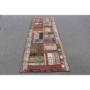 Turkish Rug, 3.1x8.3 ft <b>Runner</b> Rug, <b>Red</b> Blue Wool Rug - Product Image 1