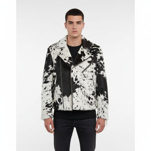 Chaqueta de Cuero de Piel de Vaca con Pelo para Hombre, Estilo Motero, Ropa de Invierno, Venta Caliente, Premium - Product Image 1