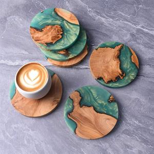 Sous-verre rond en bois de luxe avec résine à prix raisonnable utilisé dans la meilleure qualité de cuisine - Product Image 5