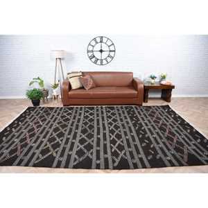 Alfombra Turca Vintage de 7x11.6 pies, Alfombra Extra Grande, Alfombra de Lana Negra Kilim - Product Image 1