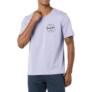 Fabricant OEM Coupe ample à manches courtes et col en V 100 _ T-shirt en coton de haute qualité avec impression personnalisée et logo pour hommes - Product Image 3