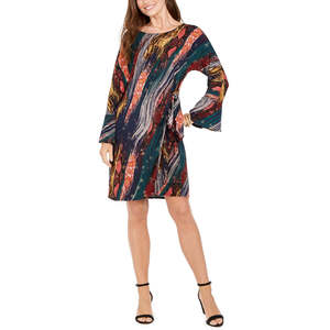 Robe courte marine respirante à nouer sur les côtés pour femme Robbie Bee, taille empire, longueur genou, idéale pour les sorties printemps-automne, tailles XS-XL - Product Image 1