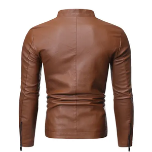 Blouson aviateur en cuir d'agneau pour homme Avirex avec doublure chaude, fermeture éclair tendance, blouson imperméable pour homme en cuir de mouton - Product Image 2