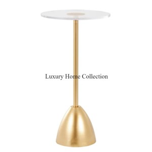 Top vente feuille Design jambes couleur or Table d'appoint conçu à la main attrayant brillant poli avec dessus rond de couleur marron - Product Image 4