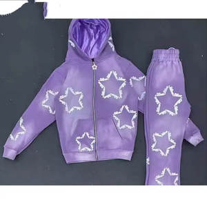 Ensemble de survêtement Jogger à imprimé graphique personnalisé de qualité supérieure en gros, broderie délavée, patch, survêtement délavé à l'acide - Product Image 4