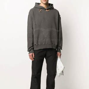 Meilleures ventes Sweat à capuche vieilli pour hommes Offre Spéciale hiver chaud couleur unie col à capuche teint uni couleurs personnalisées Logo polaire - Product Image 2