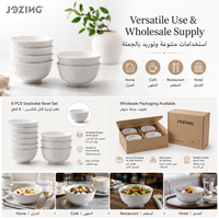 Bol à soupe/riz en céramique blanche JOZING, texture martelée, porcelaine écologique, classique, liquidation directe d'usine, compatible micro-ondes