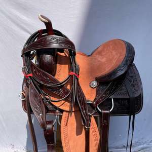 ชุดอานม้าหนังแท้สไตล์ตะวันตกพร้อมอุปกรณ์เสริมไม้คุณภาพพรีเมียม |   ชุดอุปกรณ์ขี่ม้าทำมือจากสแตนเลส พร้อมชุดตะขอเกี่ยว ปรับแต่งสีได้ - Product Image 1