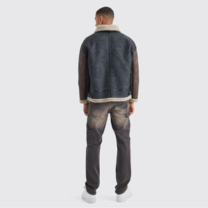 Luxury Style Heavyweight Eco Friendly Bomber Leather <b>Jacket</b> <b>Sherpa</b> Design Winter Warm Custom Made Shearling Leather <b>Jacket</b> - Product Image 4