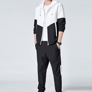 Traje de entrenamiento cortavientos de dos piezas a la moda para hombre, ropa de calle de manga larga, traje cortavientos para hombre - Product Image 4