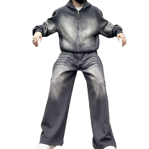 ชุดกีฬากันเหงื่อสำหรับผู้ชายชุดวอร์มผ้าหนามีฮู้ดและกางเกงวิ่ง - Product Image 5