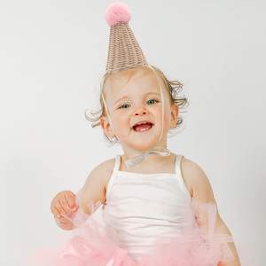 Chapeaux d'anniversaire pour enfants, chapeau cône en rotin naturel fait à la main, prêt à expédier, prix bas - Product Image 4