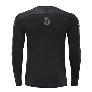 Rashguard à manches longues de compression UPF 50 + pour hommes, haut de gymnastique imprimé avec logo personnalisé pour MMA et sports de surf, chemise de surf unie - Product Image 3