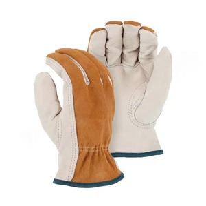 ถุงมือขับรถหนังวัวแบบผ่าหลังถุงมือนิรภัยบุนวมสำหรับฤดูหนาว - Product Image 2