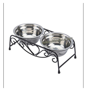 Custom Luxury Stainless Steel Dogs Food Bowl Metal Slow feeder Dog Water Bowl <b>Stand</b> Cute Raised Dog Feeding Bowl - Product Image 1