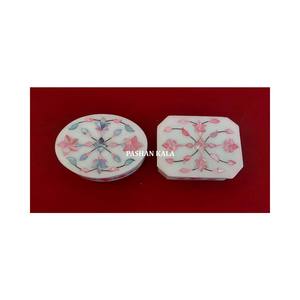 Cajas de Almacenamiento de Joyería Rectangulares y Redondas de Mármol Blanco con Incrustaciones de Nácar para Decoración del Hogar y Festividades - Product Image 1