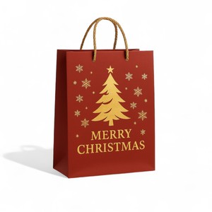 Bolsa de compras de Navidad de papel de arte ecológico grande con asa, embalaje de regalo reciclable biodegradable duradero para tiendas minoristas - Product Image 1