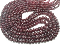 Inde-Importé Thaïlande Rouge Rubis Facettes Rondelle Pierre Perles 3 Brins Collier De Thaïlande