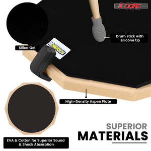5Core <b>Drum</b> Practice Pad Set 12 Snare Drumming Stand Double Sided Silent Drummer Kit - Product Image 5