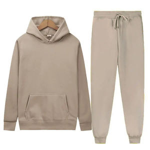 Venta al por mayor de los hombres de dos piezas Jogger Set de alta calidad 100% algodón chándal impreso liso en blanco chándal de invierno para los hombres - Product Image 4