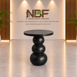 Wholesale Premium Solid Suar Wood Sculptural Orbella Suar Wood <b>Side</b> <b>Table</b> <b>Black</b> Finish for Living Room Hotel Lounge and Retailer - Product Image 4