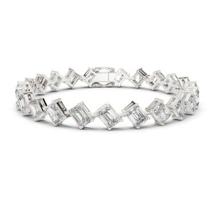 Pulsera de tenis de moissanita con corte radiante esmeralda de 13.73 TCW, plata de ley 925, joyería fina para novias y bodas, 6.5 pulgadas, para mujer - Product Image 2