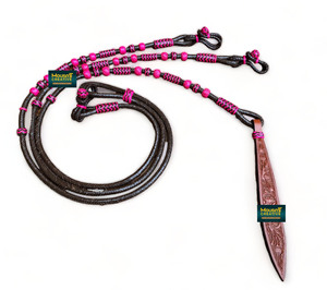 Vente en gros OEM accepté Western Equestrian Horse Racing tressé teint Rênes romales en cuir avec perles et accents - Product Image 1