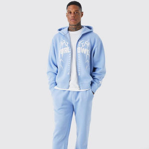 Traje deportivo con capucha para hombre con diseños personalizados OEM, chándal de algodón 100% de alta calidad, pantalones, conjunto de dos piezas, chándal para correr de invierno - Product Image 1