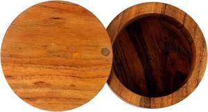 Boîte à sel ou à épices en bois d'acacia avec couvercle pivotant Stockage d'épices en bois, à portée de main sur votre comptoir - Product Image 4