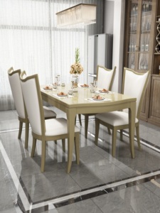 Ensemble de table à manger rectangulaire en bois moderne, design traditionnel pour la salle à manger, meubles de salle à manger, finition stable et élégante - Product Image 4